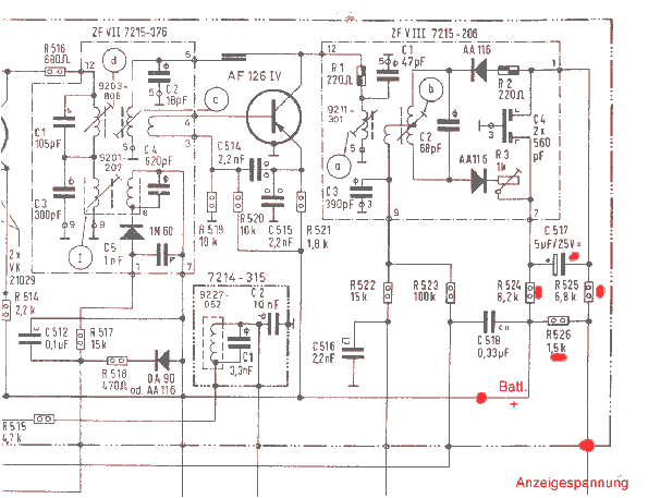 Schaltbildauszug Ratio Sat. 205a Amat.