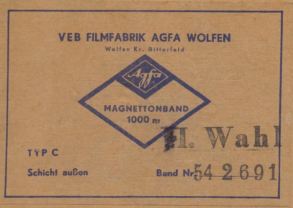 Schallband-AGFA Etikett